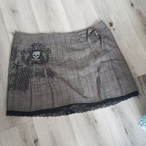 Vintage Skirt Lip Service Y2K sz 18 Skull